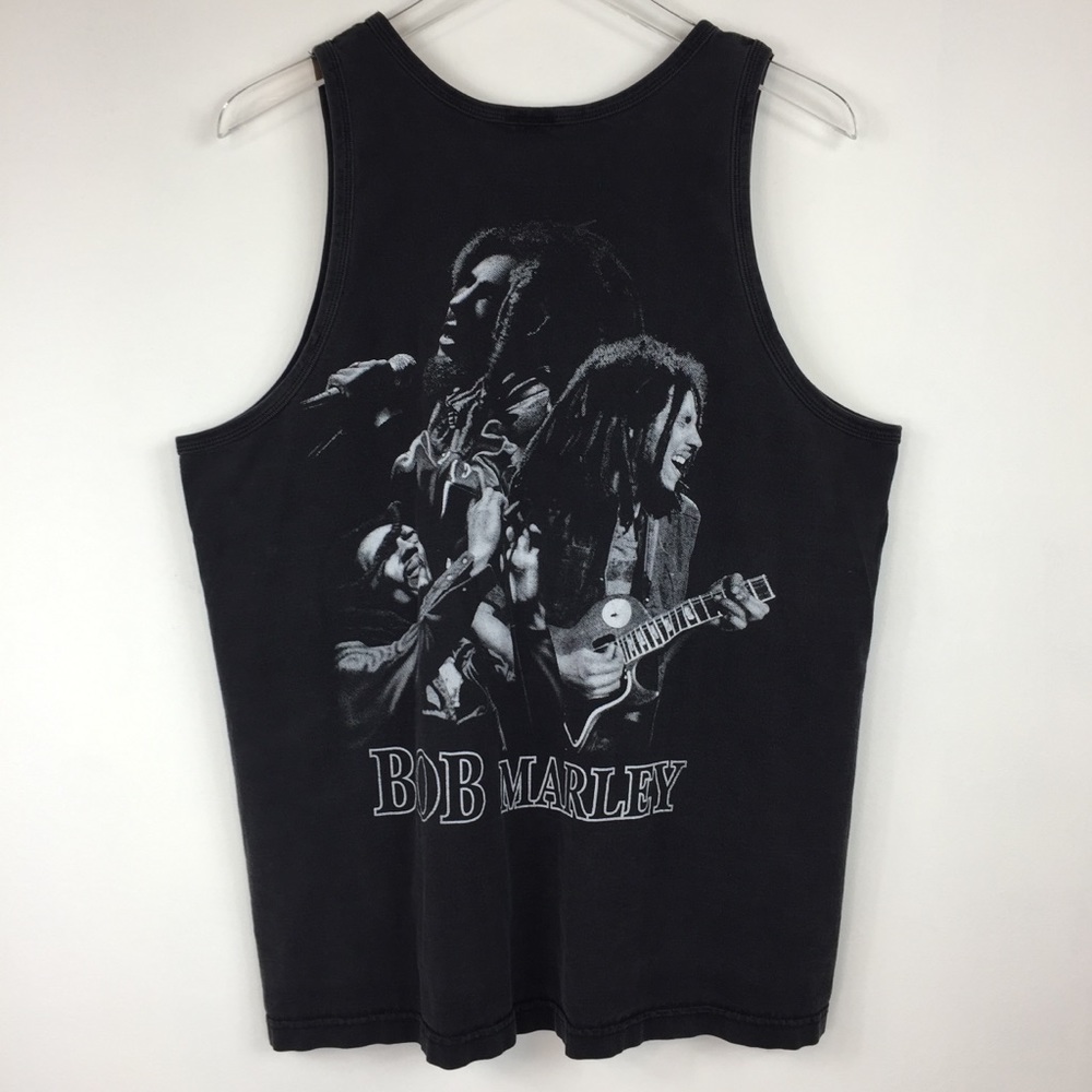 Bob Marley Graphic T-Shirt Black No Sleeves - Picture 3 of 5